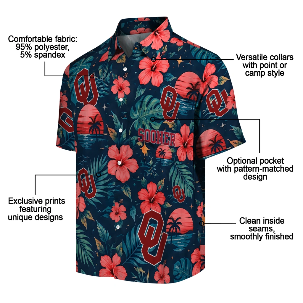 Oklahoma Sooners Hawaiian Shirt - Custom Crimson Blue Oklahoma Sooners Hawaiian Shirt - Custom Crimson Blue