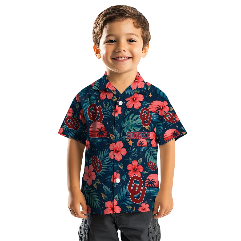 Oklahoma Sooners Hawaiian Shirt - Custom Crimson Blue Oklahoma Sooners Hawaiian Shirt - Custom Crimson Blue