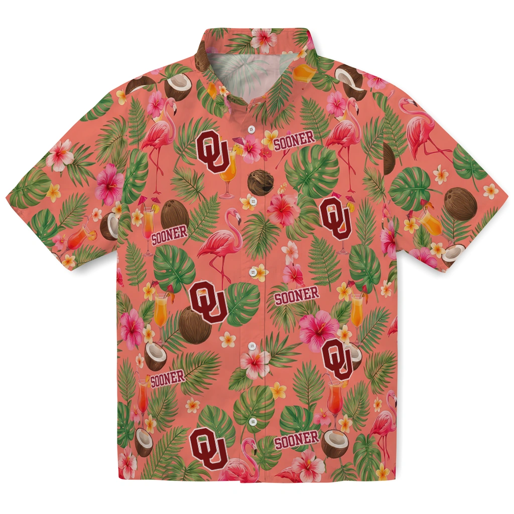 Oklahoma Sooners Hawaiian Shirt - Customized Coral Pink