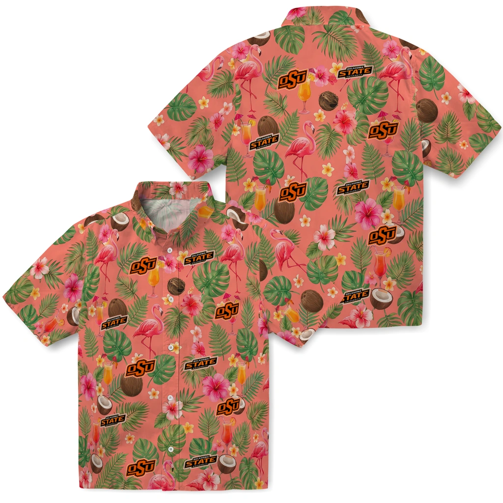 Oklahoma State Cowboys Hawaiian Shirt - Custom Coral Pink Oklahoma State Cowboys Hawaiian Shirt - Custom Coral Pink