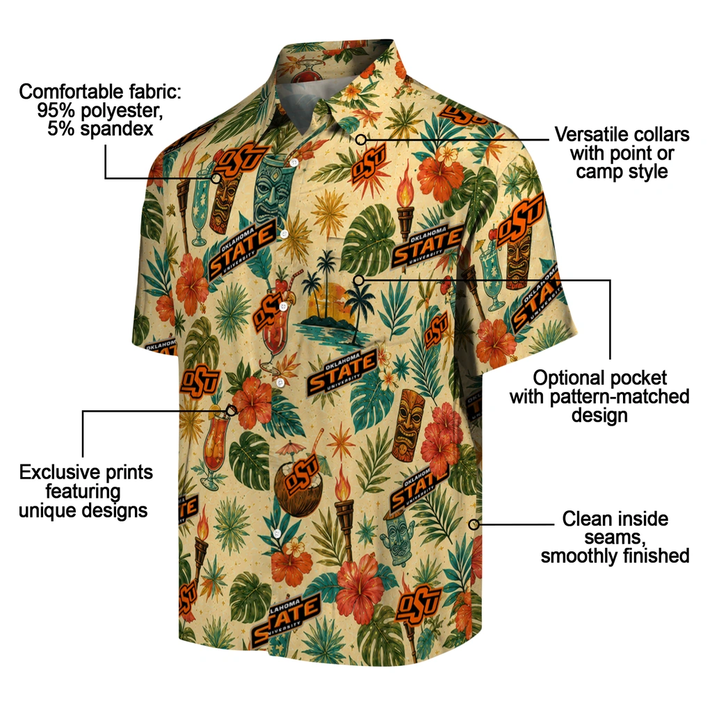 Oklahoma State Cowboys Hawaiian Shirt - Custom Cream Oklahoma State Cowboys Hawaiian Shirt - Custom Cream