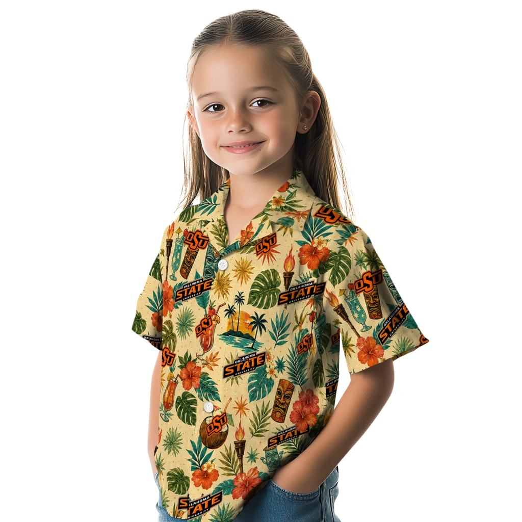 Oklahoma State Cowboys Hawaiian Shirt - Custom Cream Oklahoma State Cowboys Hawaiian Shirt - Custom Cream
