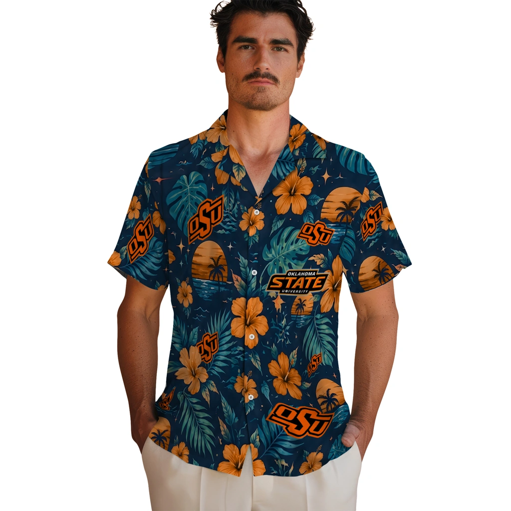 Oklahoma State Cowboys Hawaiian Shirt - Personalized Orange Blue Oklahoma State Cowboys Hawaiian Shirt - Personalized Orange Blue
