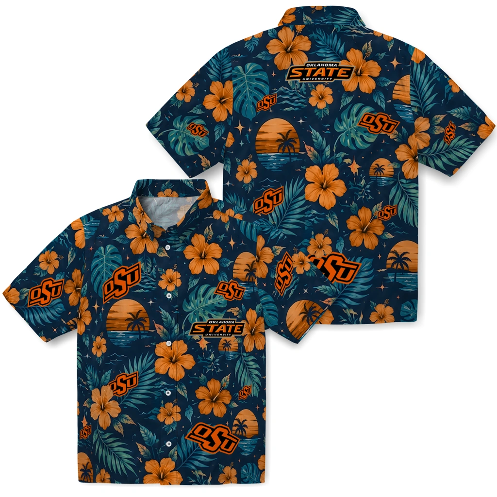 Oklahoma State Cowboys Hawaiian Shirt - Personalized Orange Blue Oklahoma State Cowboys Hawaiian Shirt - Personalized Orange Blue