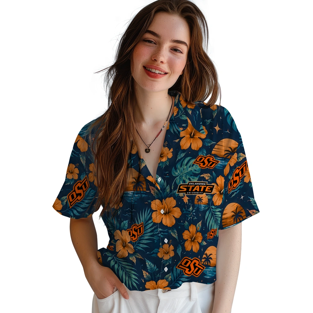 Oklahoma State Cowboys Hawaiian Shirt - Personalized Orange Blue Oklahoma State Cowboys Hawaiian Shirt - Personalized Orange Blue