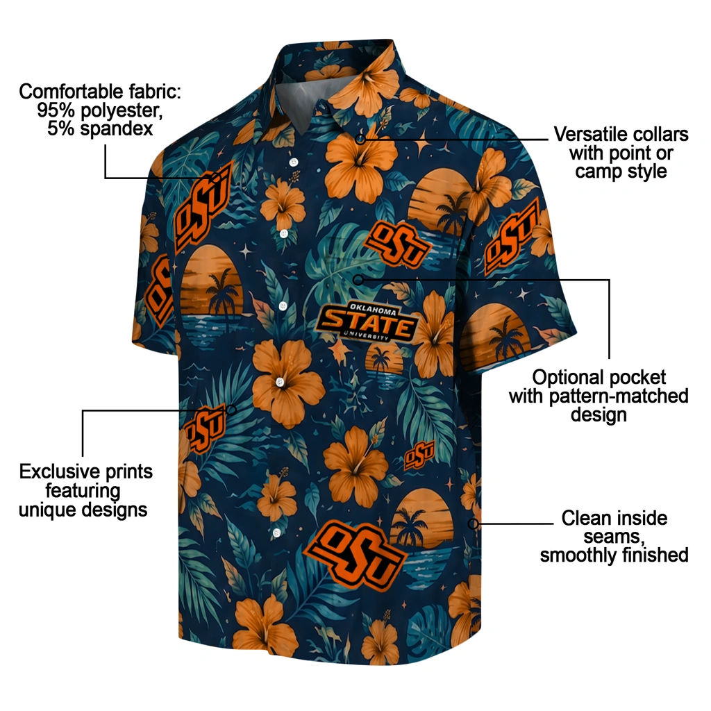 Oklahoma State Cowboys Hawaiian Shirt - Personalized Orange Blue Oklahoma State Cowboys Hawaiian Shirt - Personalized Orange Blue