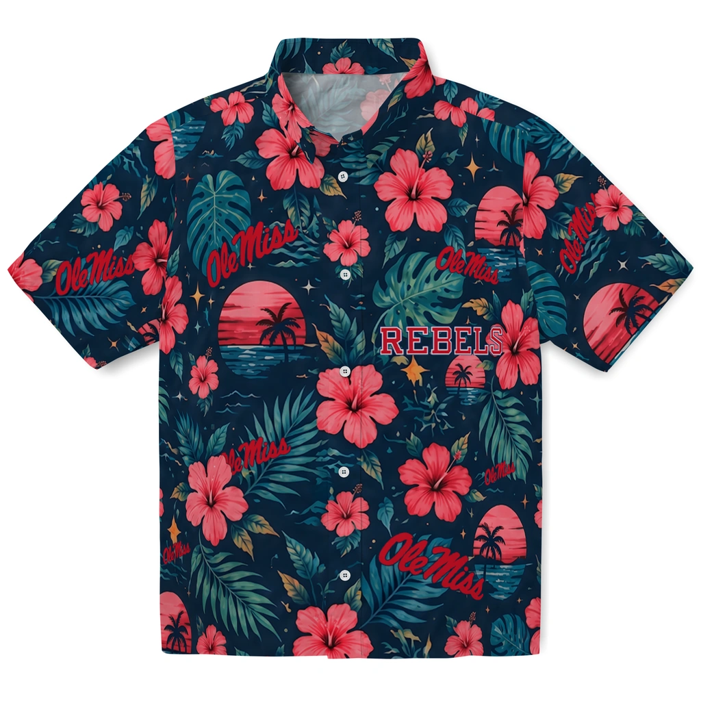 Ole Miss Rebels Hawaiian Shirt - Customized Red Blue