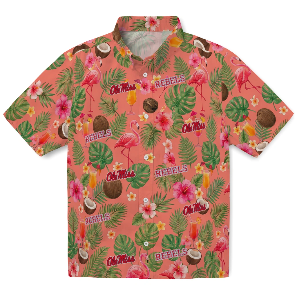 Ole Miss Rebels Hawaiian Shirt - Personalized Coral Pink