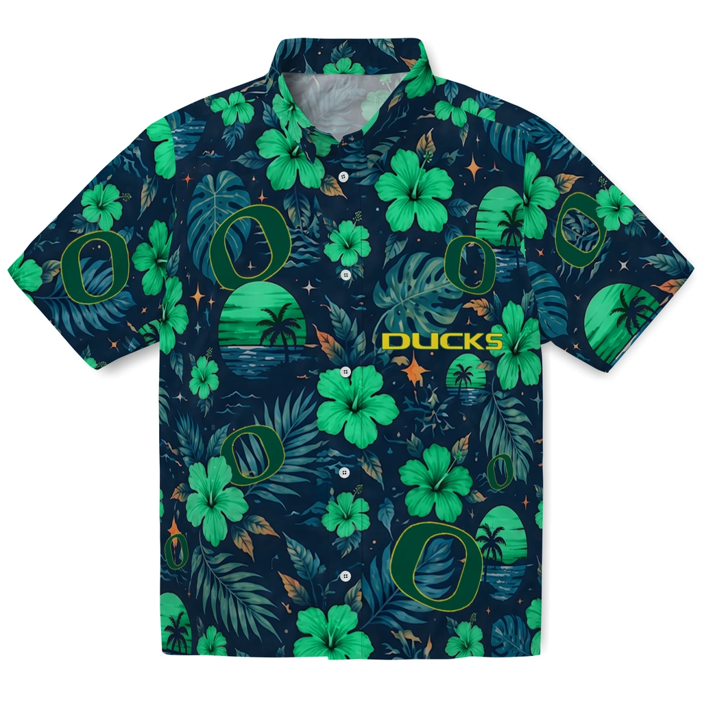 Oregon Ducks Hawaiian Shirt - Customized Green Blue
