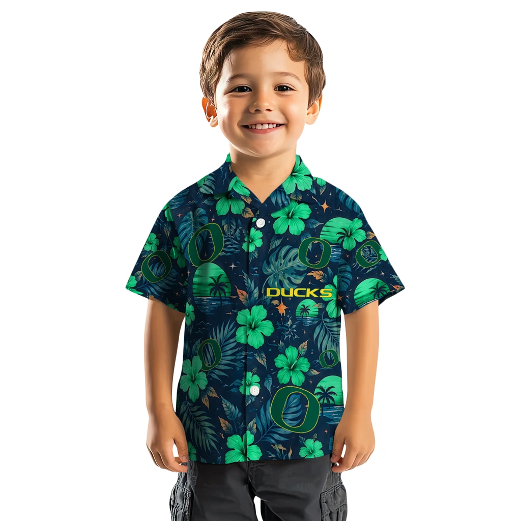 Oregon Ducks Hawaiian Shirt - Customized Green Blue Oregon Ducks Hawaiian Shirt - Customized Green Blue