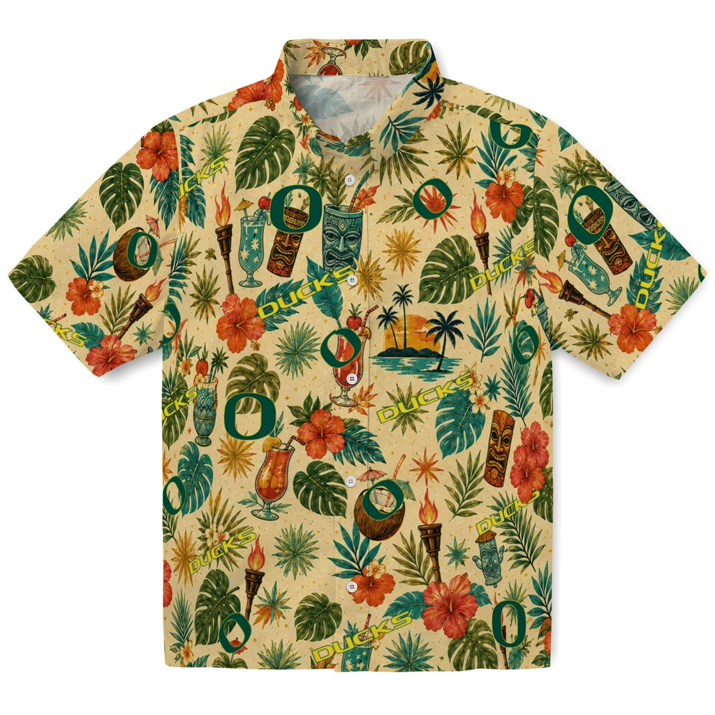 Oregon Ducks Hawaiian Shirt - Personalized Cream