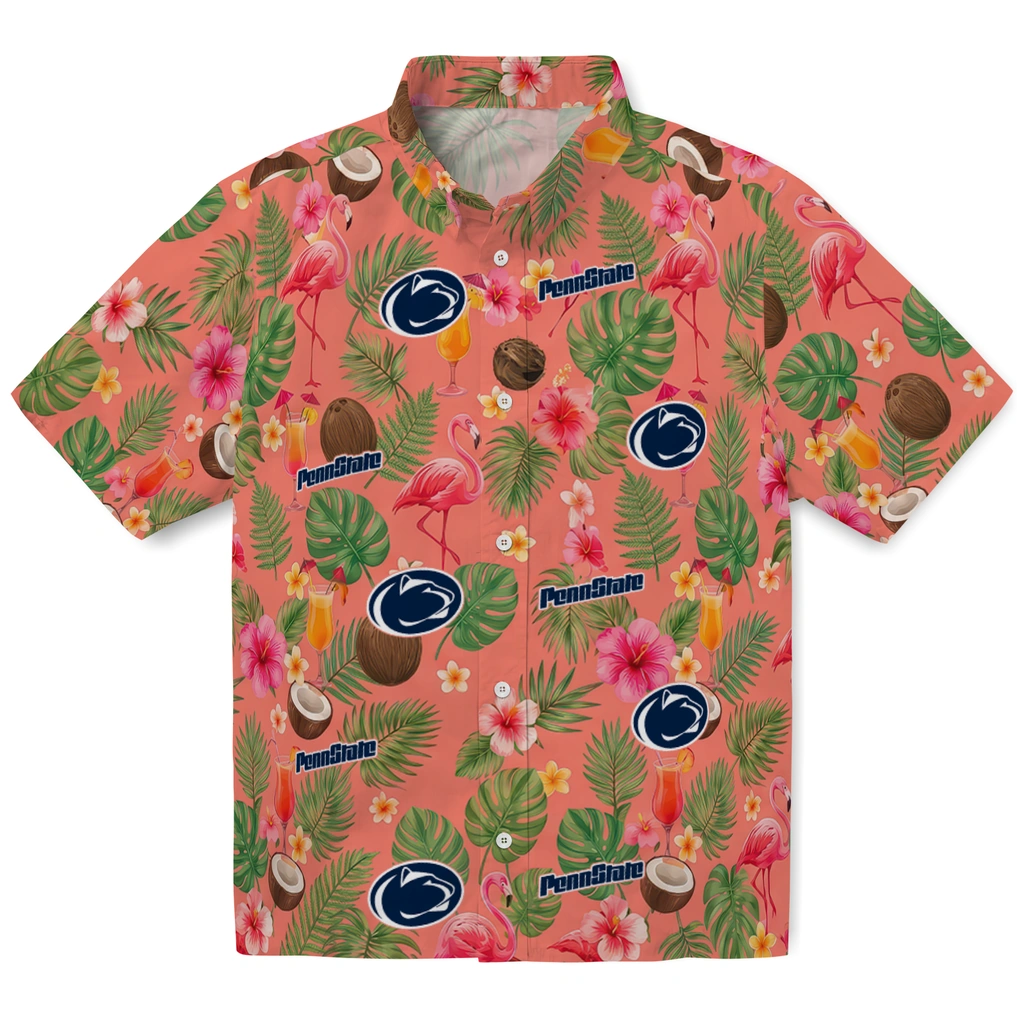 Penn State Nittany Lions Hawaiian Shirt - Custom Coral Pink