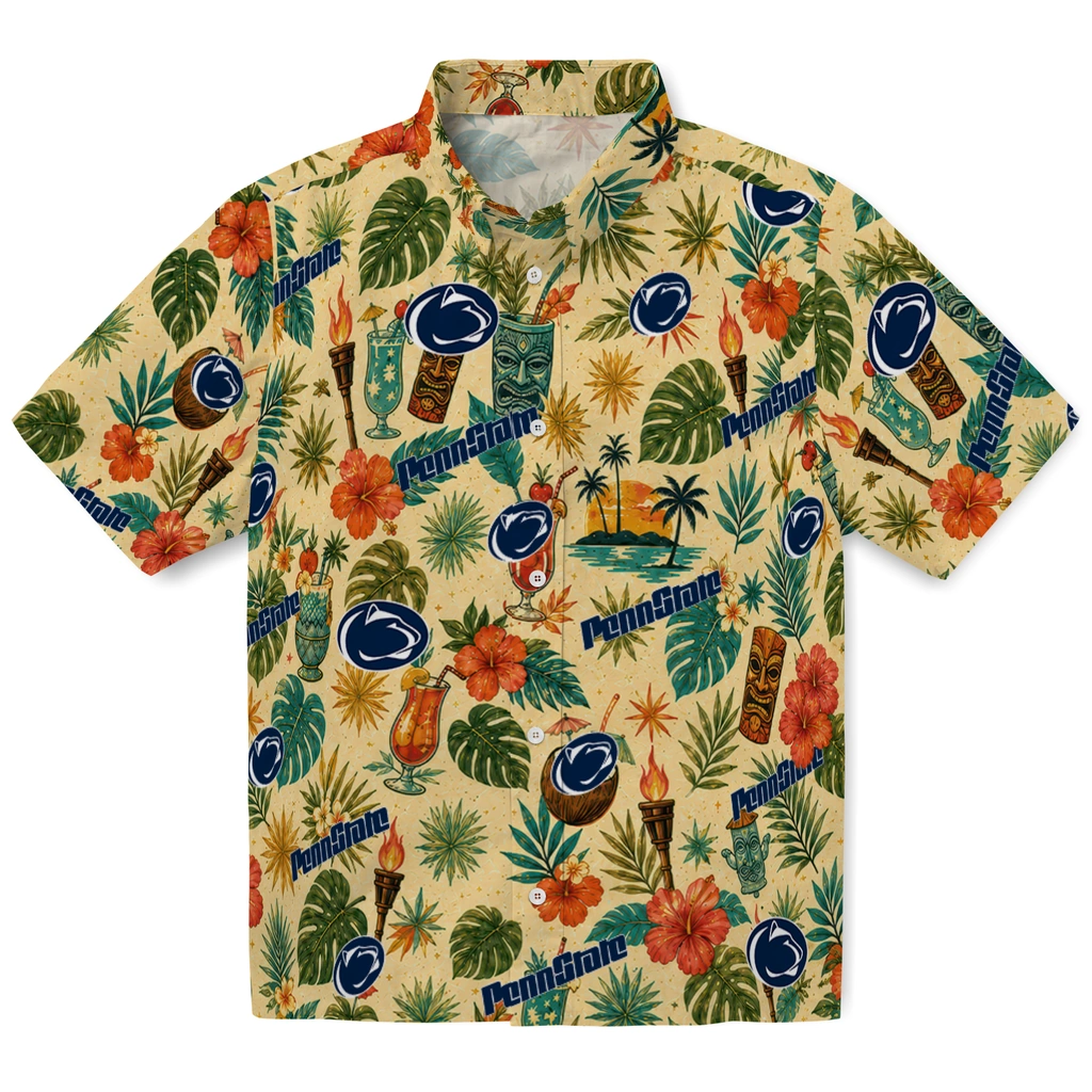 Penn State Nittany Lions Hawaiian Shirt - Custom Cream