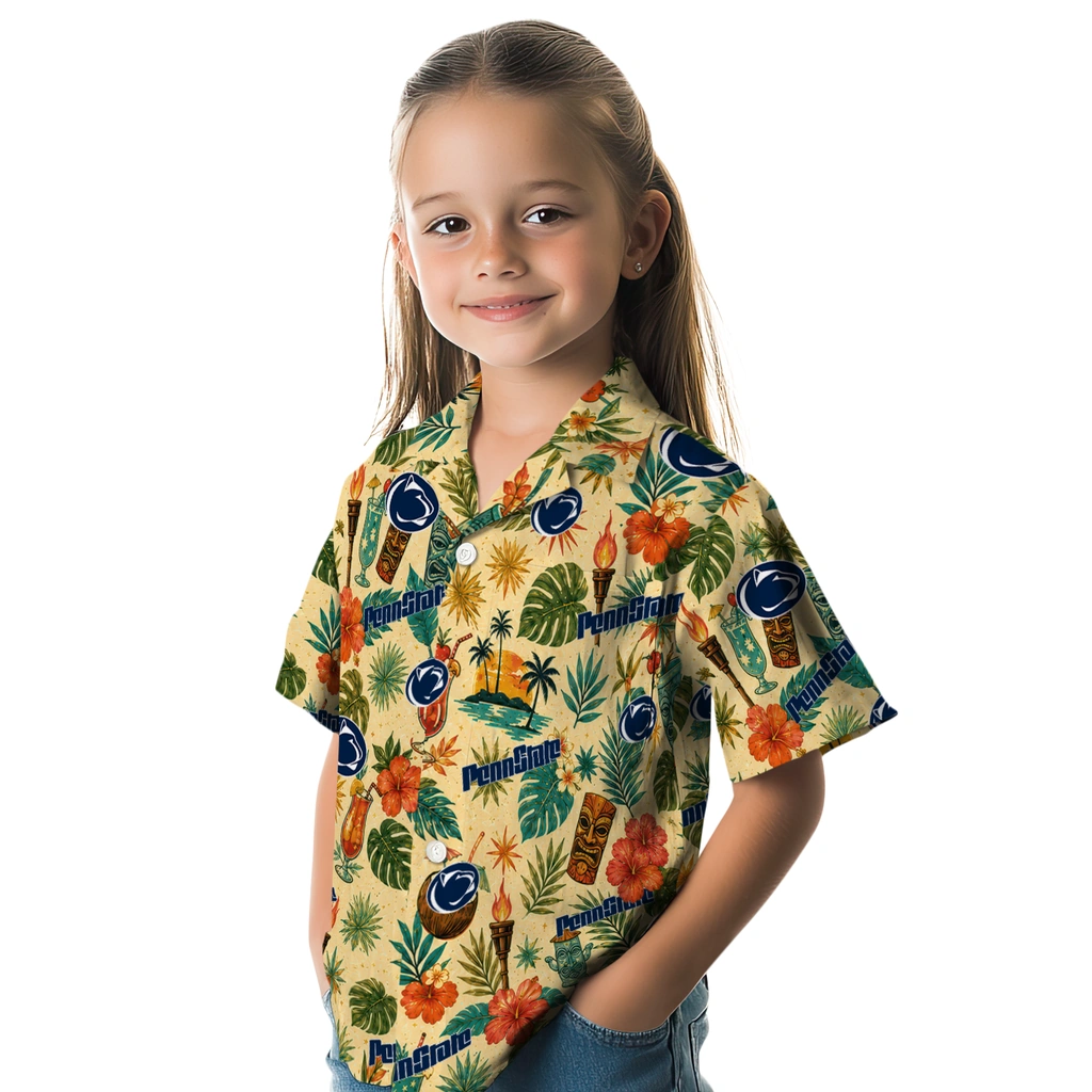 Penn State Nittany Lions Hawaiian Shirt - Custom Cream Penn State Nittany Lions Hawaiian Shirt - Custom Cream