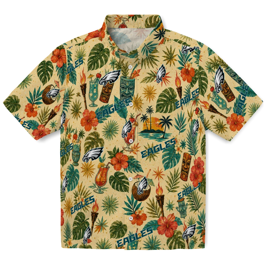 Philadelphia Eagles Hawaiian Shirt - Custom Cream