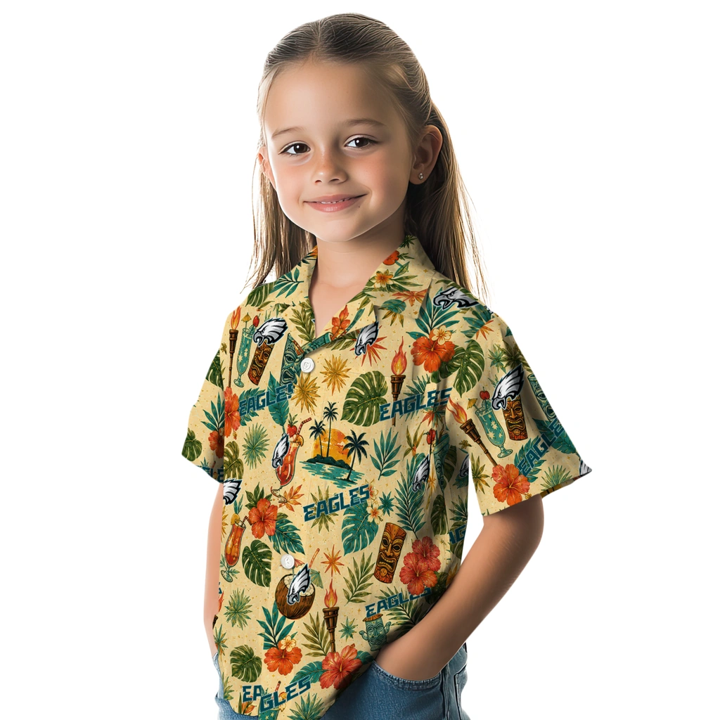Philadelphia Eagles Hawaiian Shirt - Custom Cream Philadelphia Eagles Hawaiian Shirt - Custom Cream