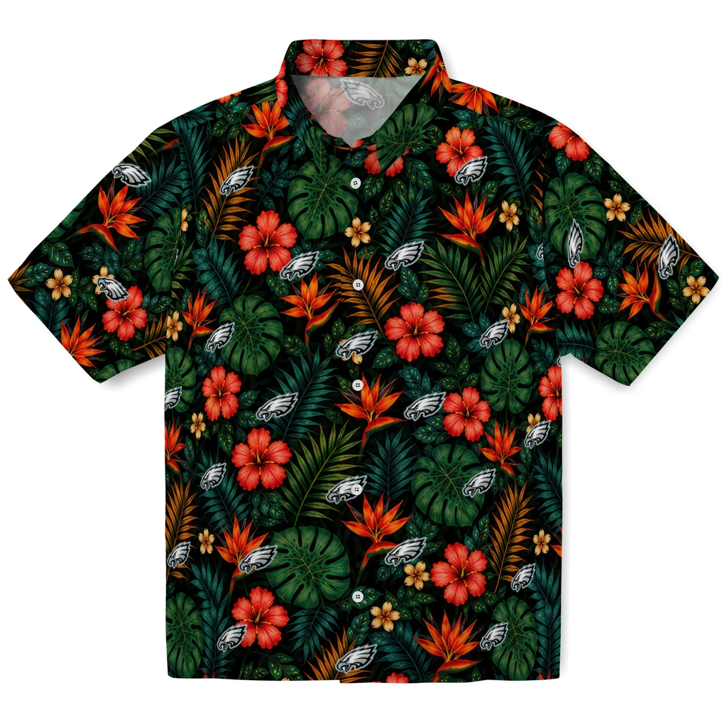 Philadelphia Eagles Hawaiian Shirt - Personalized Dark Green