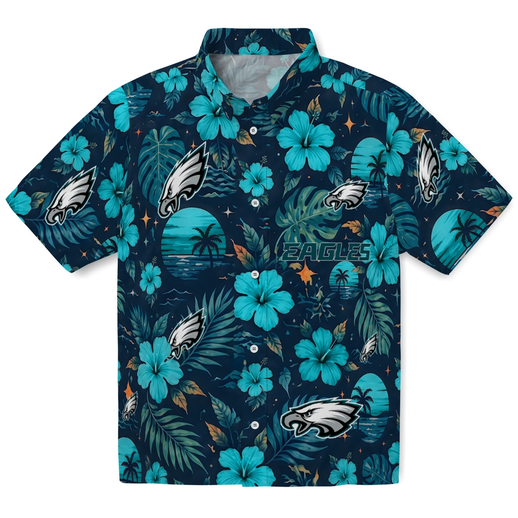 Philadelphia Eagles Hawaiian Shirt - Personalized Green Blue