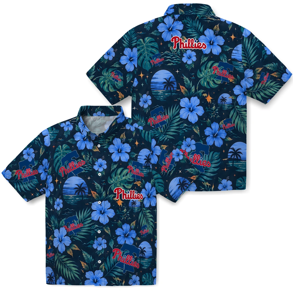 Philadelphia Phillies Hawaiian Shirt - Custom Blue Philadelphia Phillies Hawaiian Shirt - Custom Blue