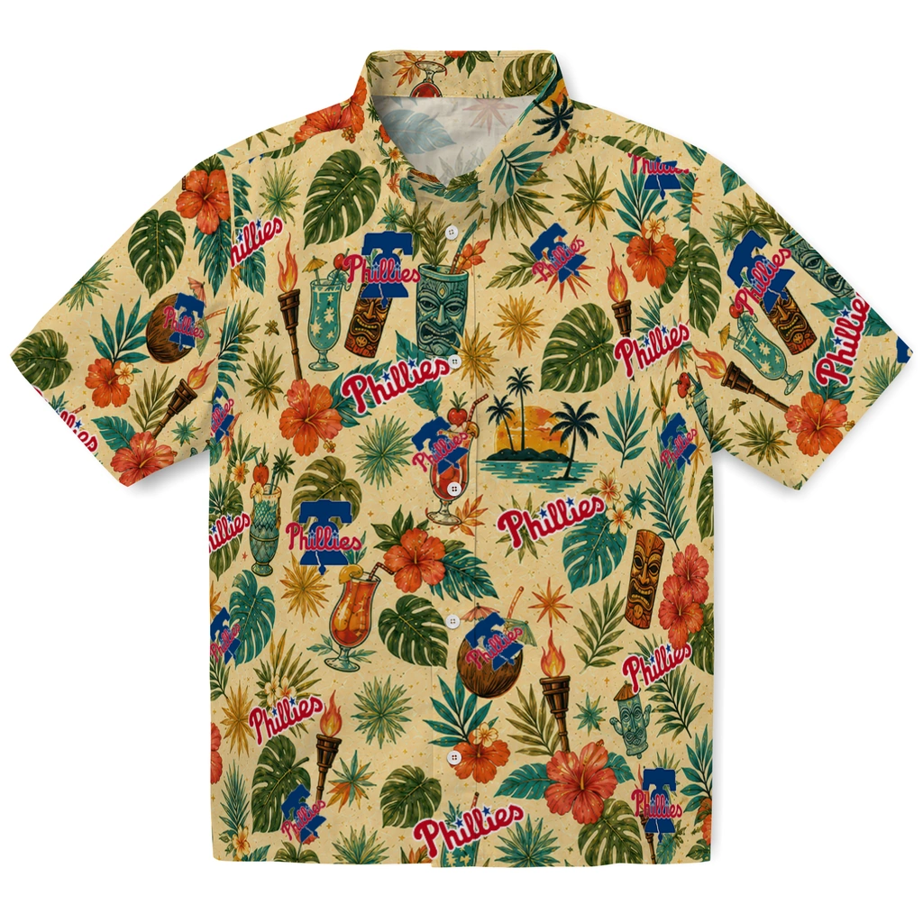 Philadelphia Phillies Hawaiian Shirt - Customized Cream
