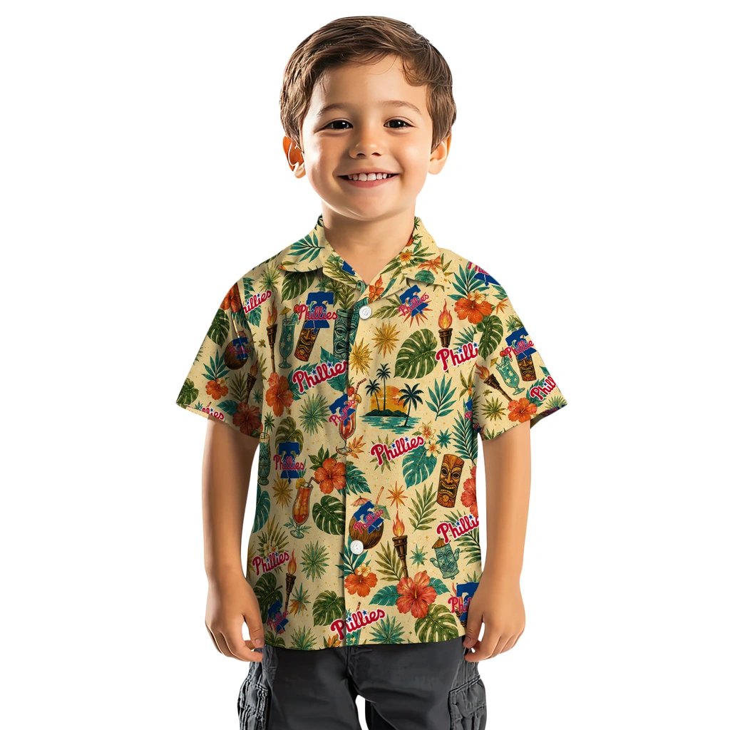 Philadelphia Phillies Hawaiian Shirt - Customized Cream Philadelphia Phillies Hawaiian Shirt - Customized Cream