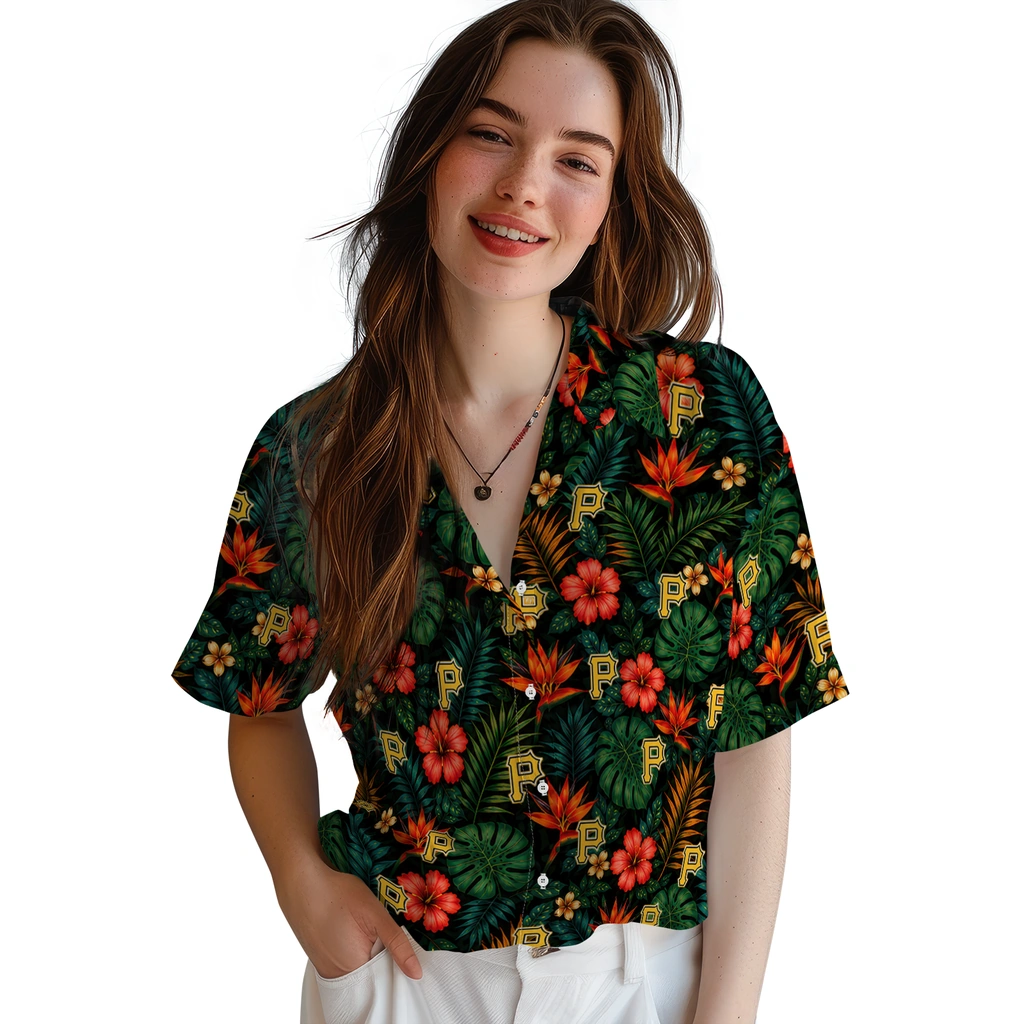 Pittsburgh Pirates Hawaiian Shirt - Customized Dark Green Pittsburgh Pirates Hawaiian Shirt - Customized Dark Green