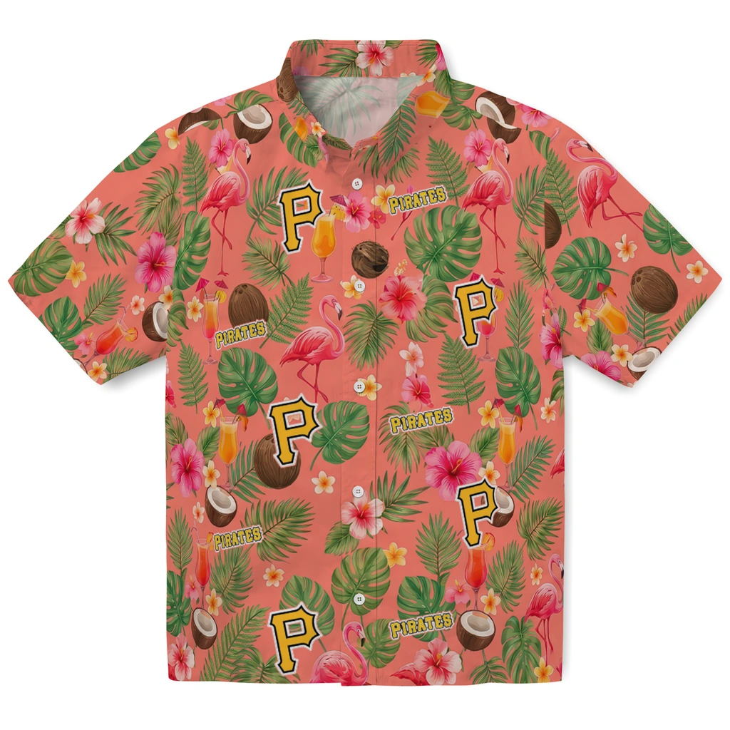 Pittsburgh Pirates Hawaiian Shirt - Personalized Coral Pink