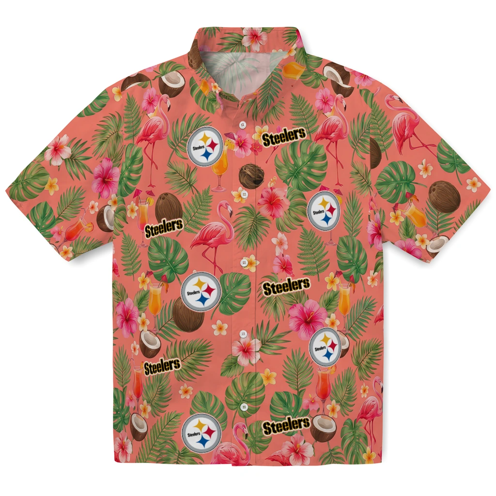 Pittsburgh Steelers Hawaiian Shirt - Customized Coral Pink