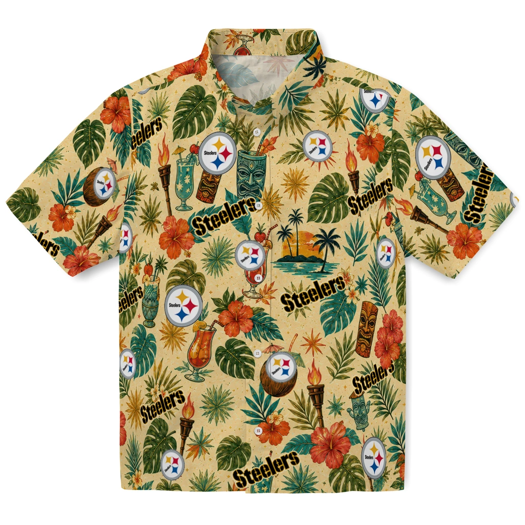 Pittsburgh Steelers Hawaiian Shirt - Customized Cream