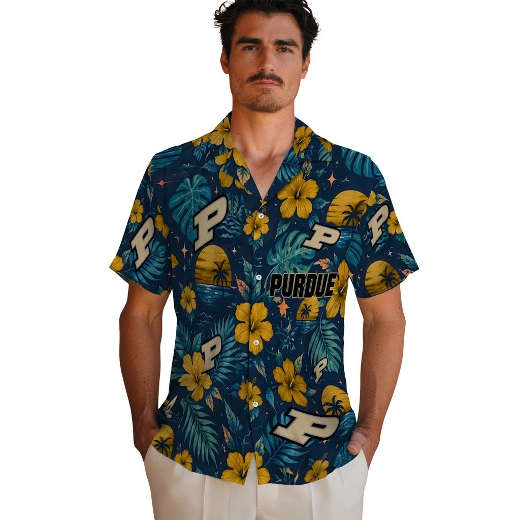 Purdue Boilermakers Hawaiian Shirt - Custom Gold Blue Purdue Boilermakers Hawaiian Shirt - Custom Gold Blue