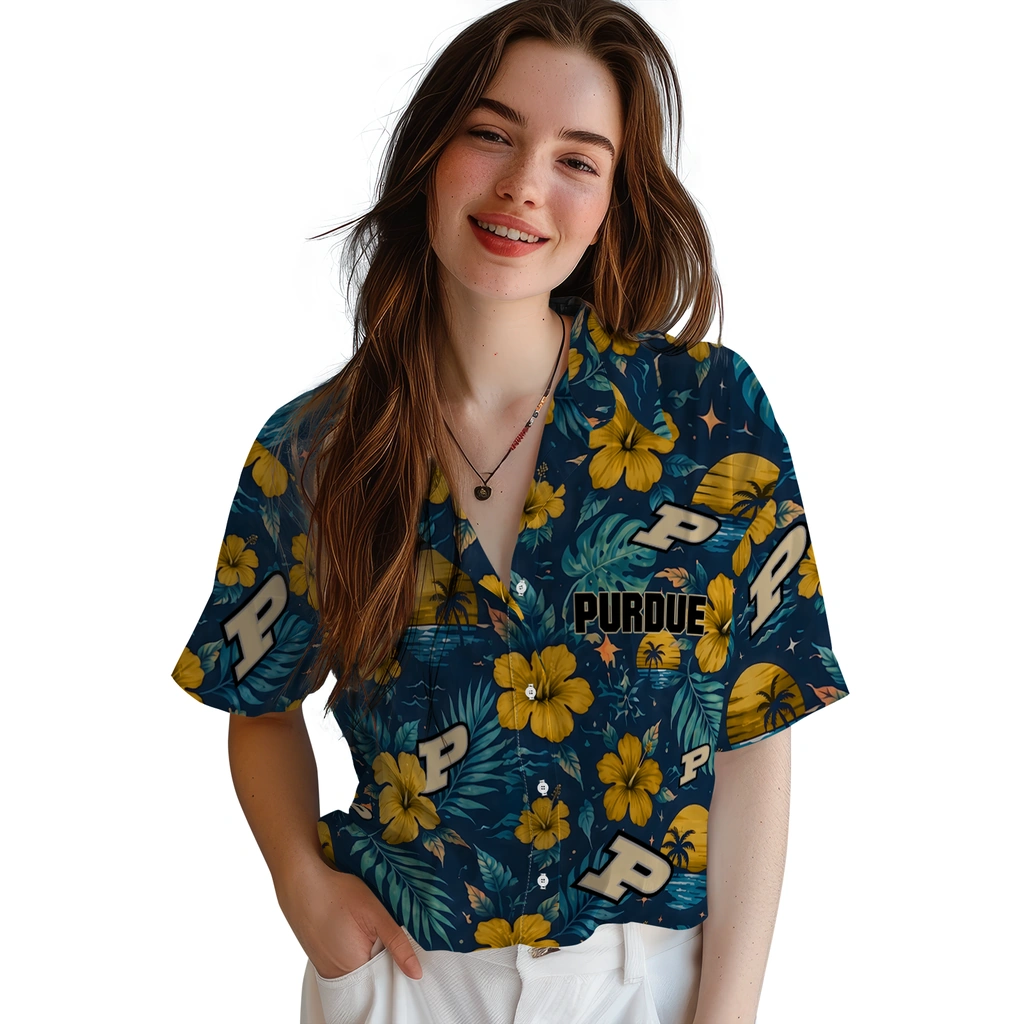 Purdue Boilermakers Hawaiian Shirt - Custom Gold Blue Purdue Boilermakers Hawaiian Shirt - Custom Gold Blue