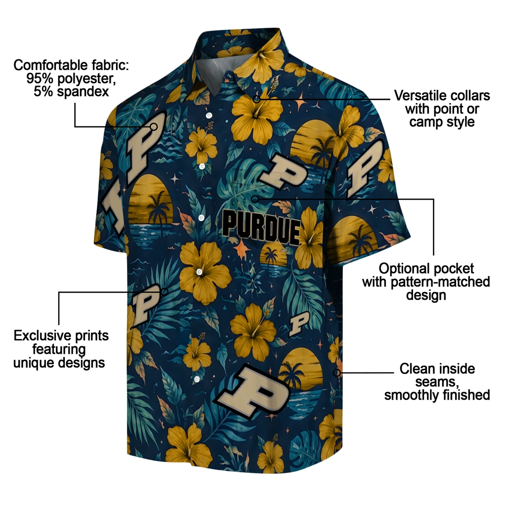 Purdue Boilermakers Hawaiian Shirt - Custom Gold Blue Purdue Boilermakers Hawaiian Shirt - Custom Gold Blue