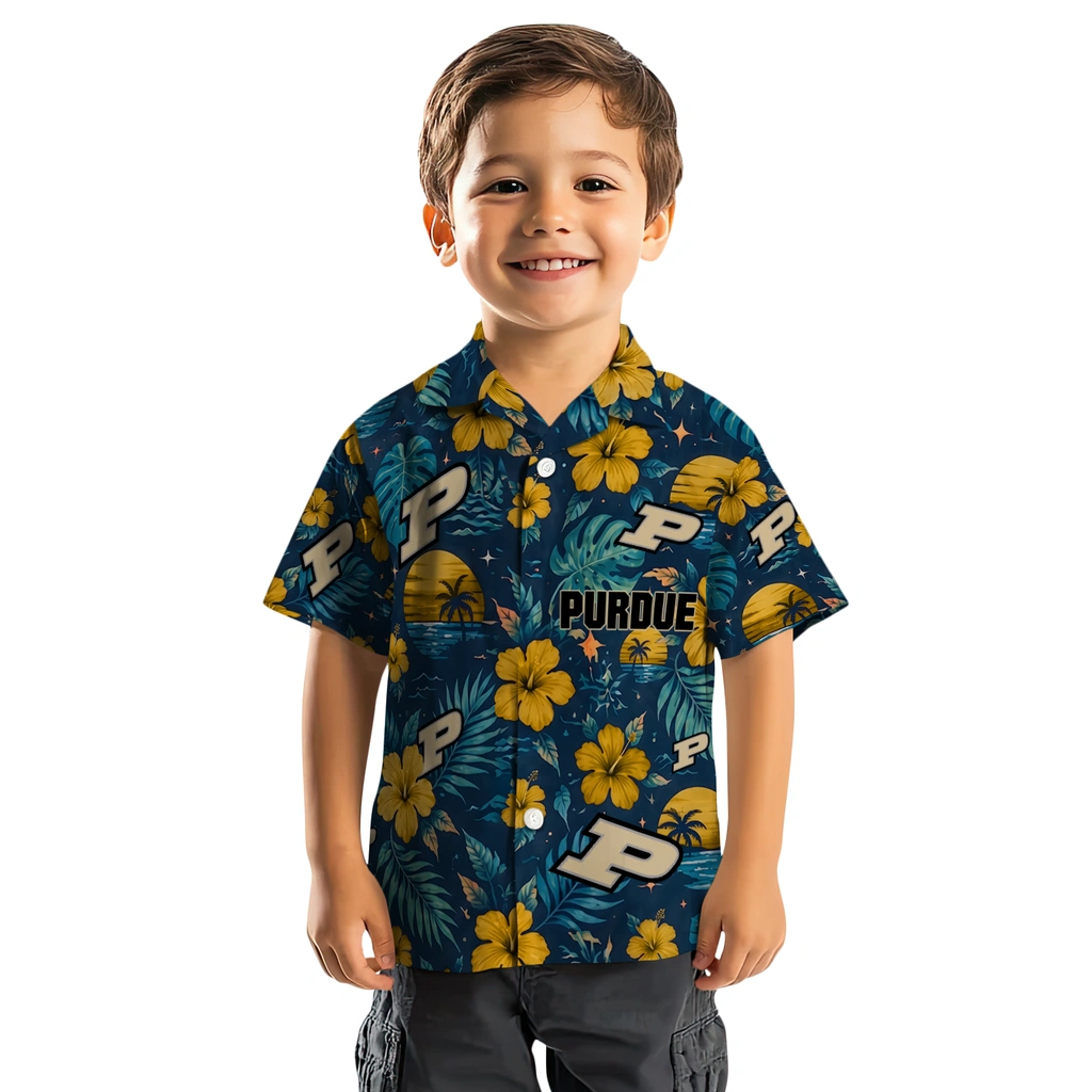 Purdue Boilermakers Hawaiian Shirt - Custom Gold Blue Purdue Boilermakers Hawaiian Shirt - Custom Gold Blue