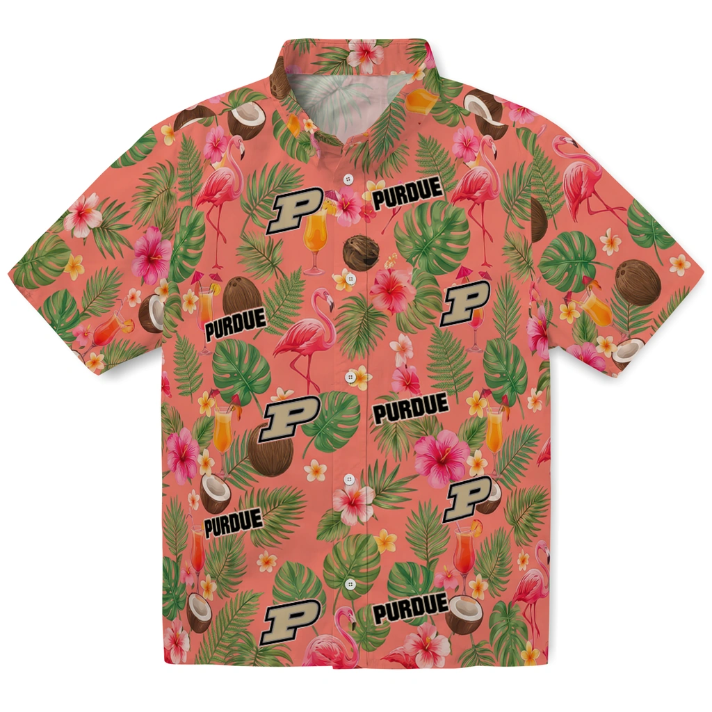 Purdue Boilermakers Hawaiian Shirt - Customized Coral Pink