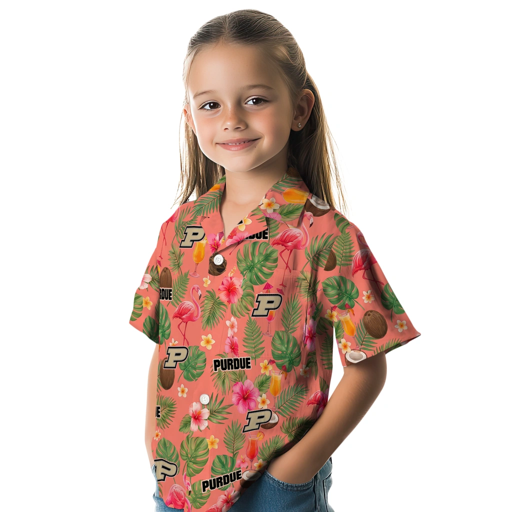 Purdue Boilermakers Hawaiian Shirt - Customized Coral Pink Purdue Boilermakers Hawaiian Shirt - Customized Coral Pink