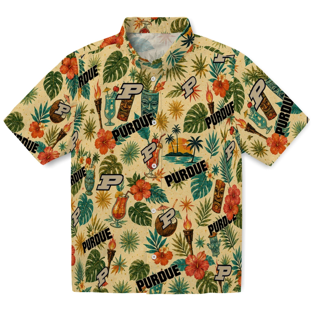 Purdue Boilermakers Hawaiian Shirt - Customized Cream