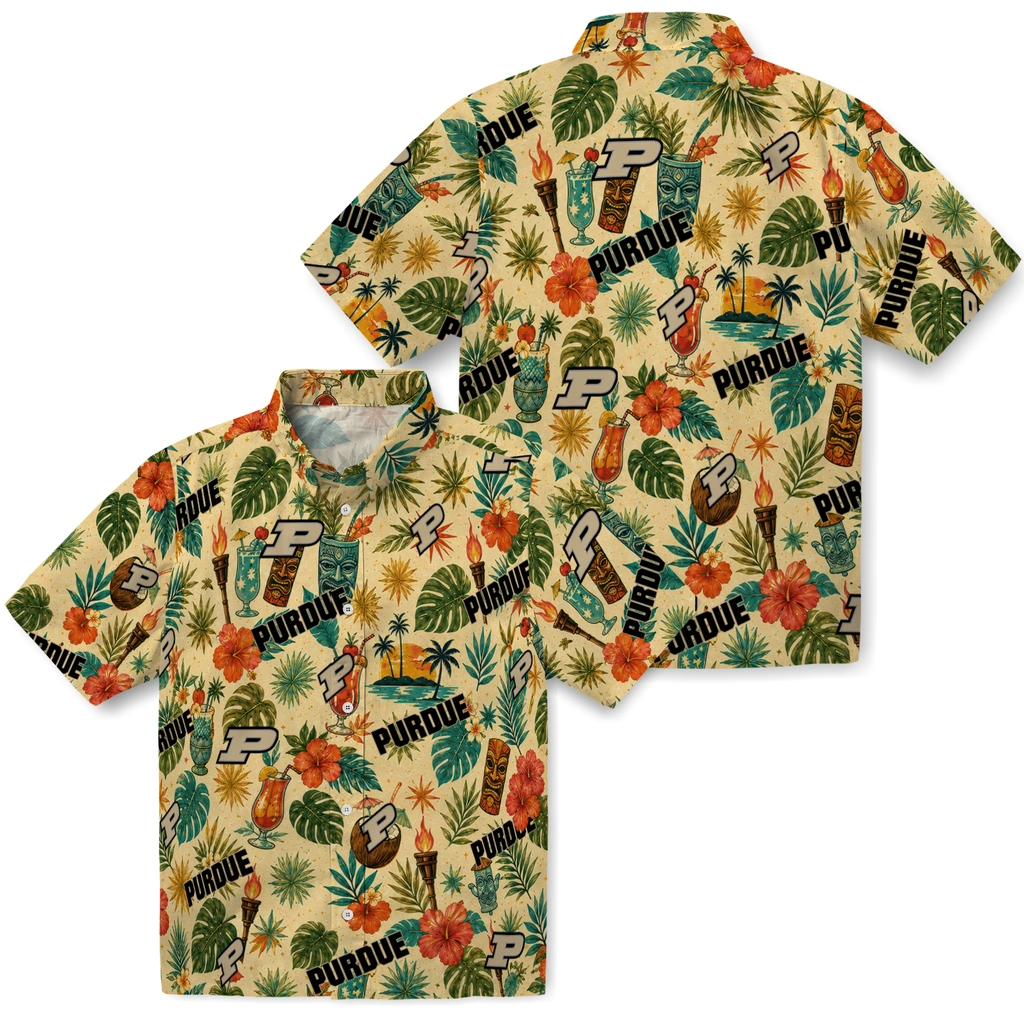 Purdue Boilermakers Hawaiian Shirt - Customized Cream Purdue Boilermakers Hawaiian Shirt - Customized Cream