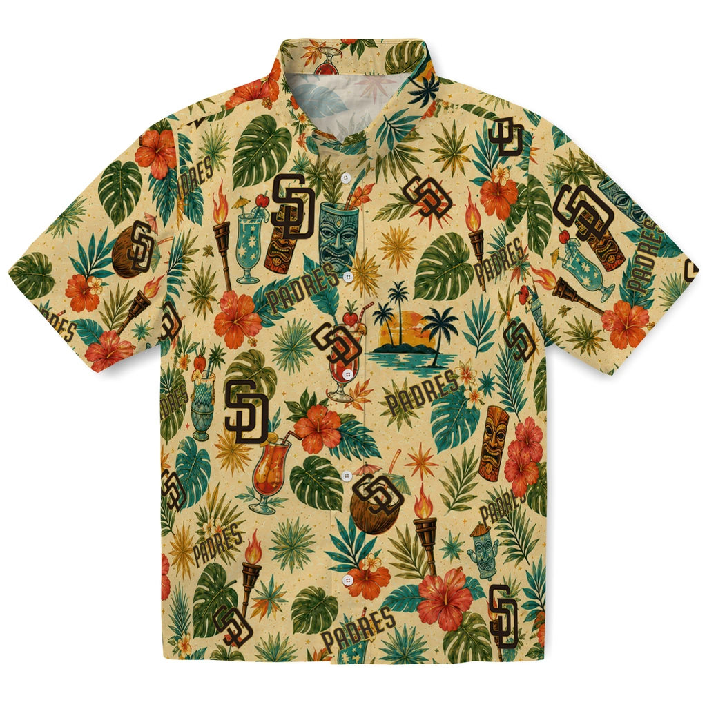 San Diego Padres Hawaiian Shirt - Custom Cream