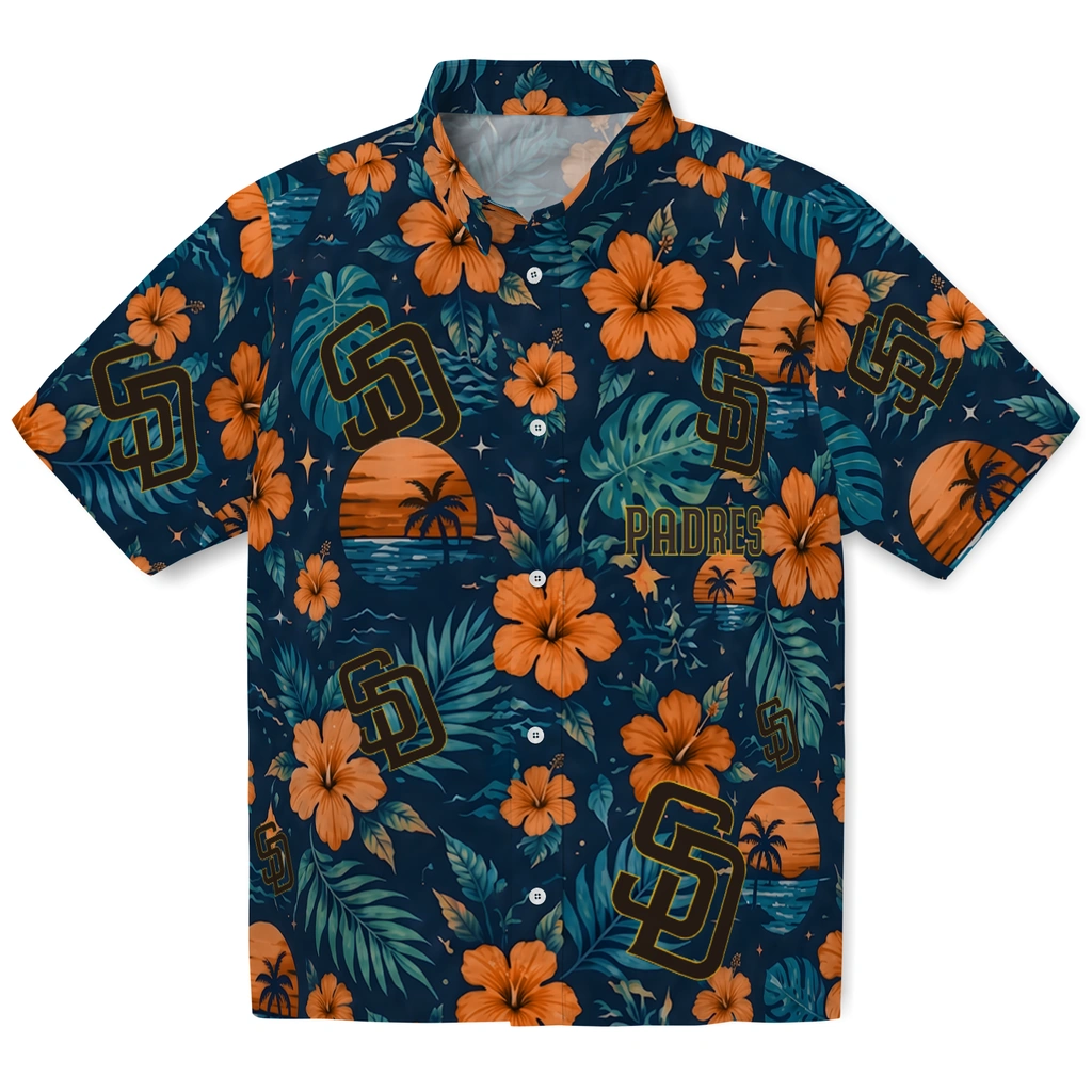 San Diego Padres Hawaiian Shirt - Personalized Brown Blue