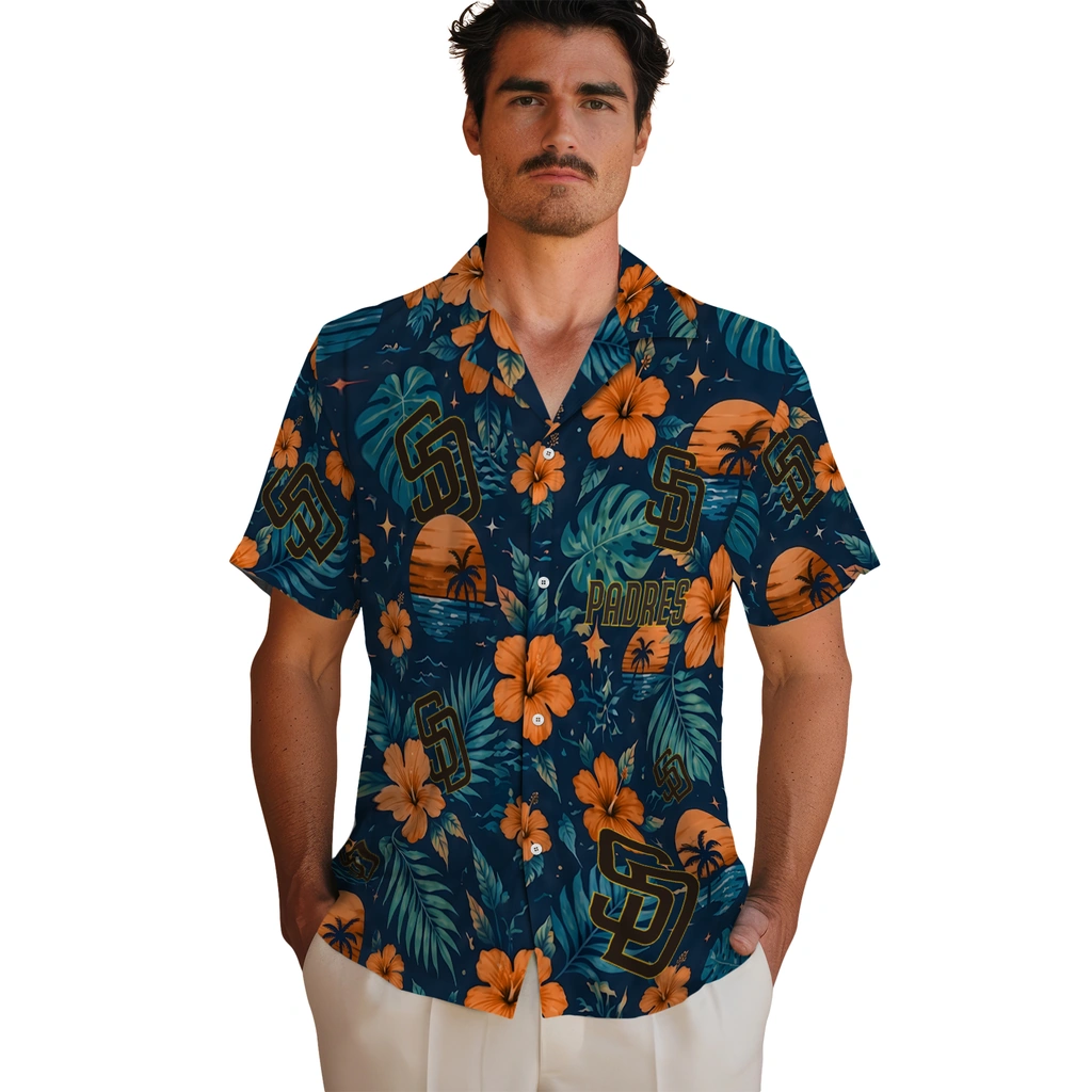 San Diego Padres Hawaiian Shirt - Personalized Brown Blue San Diego Padres Hawaiian Shirt - Personalized Brown Blue