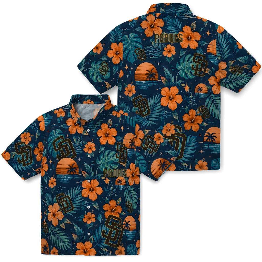 San Diego Padres Hawaiian Shirt - Personalized Brown Blue San Diego Padres Hawaiian Shirt - Personalized Brown Blue