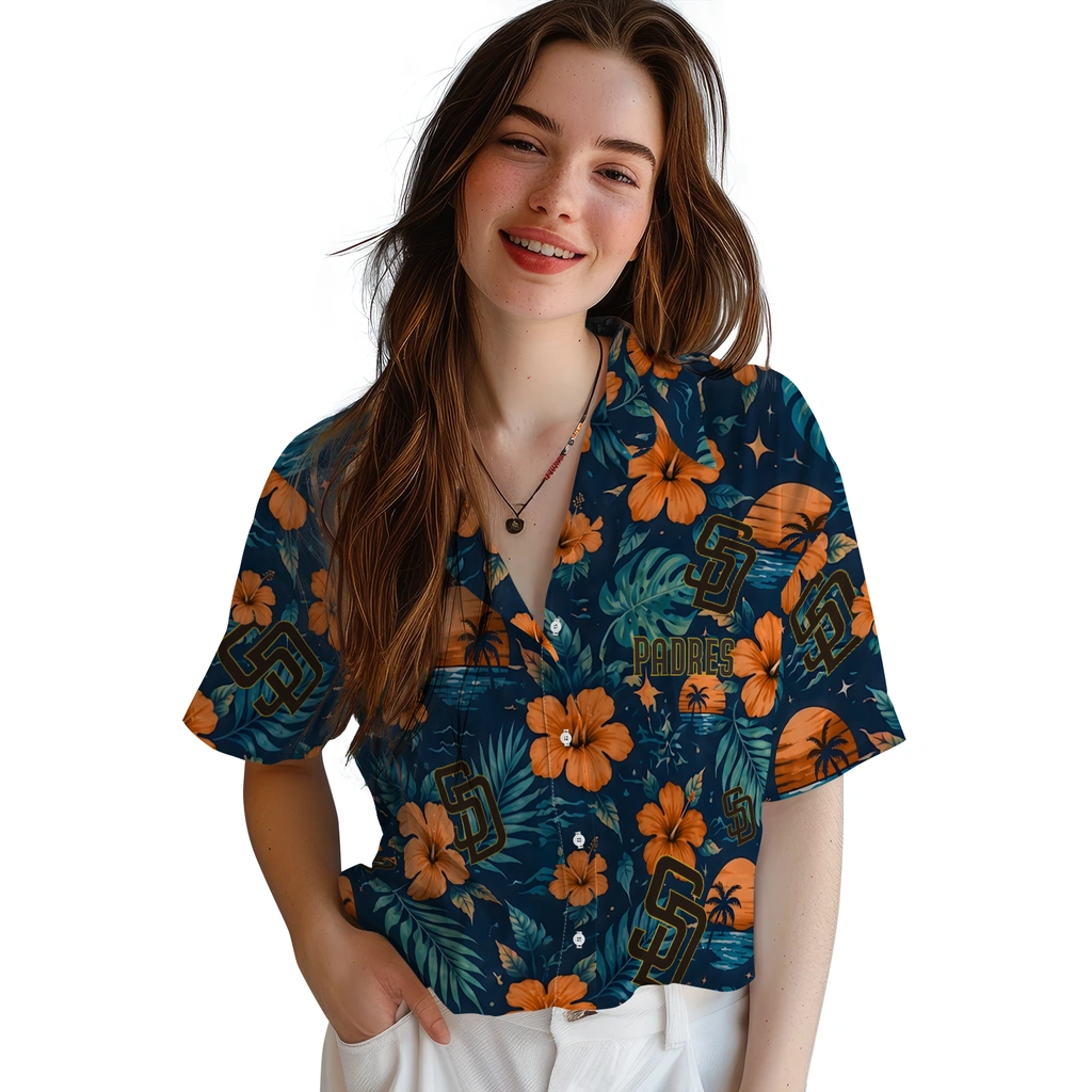 San Diego Padres Hawaiian Shirt - Personalized Brown Blue San Diego Padres Hawaiian Shirt - Personalized Brown Blue