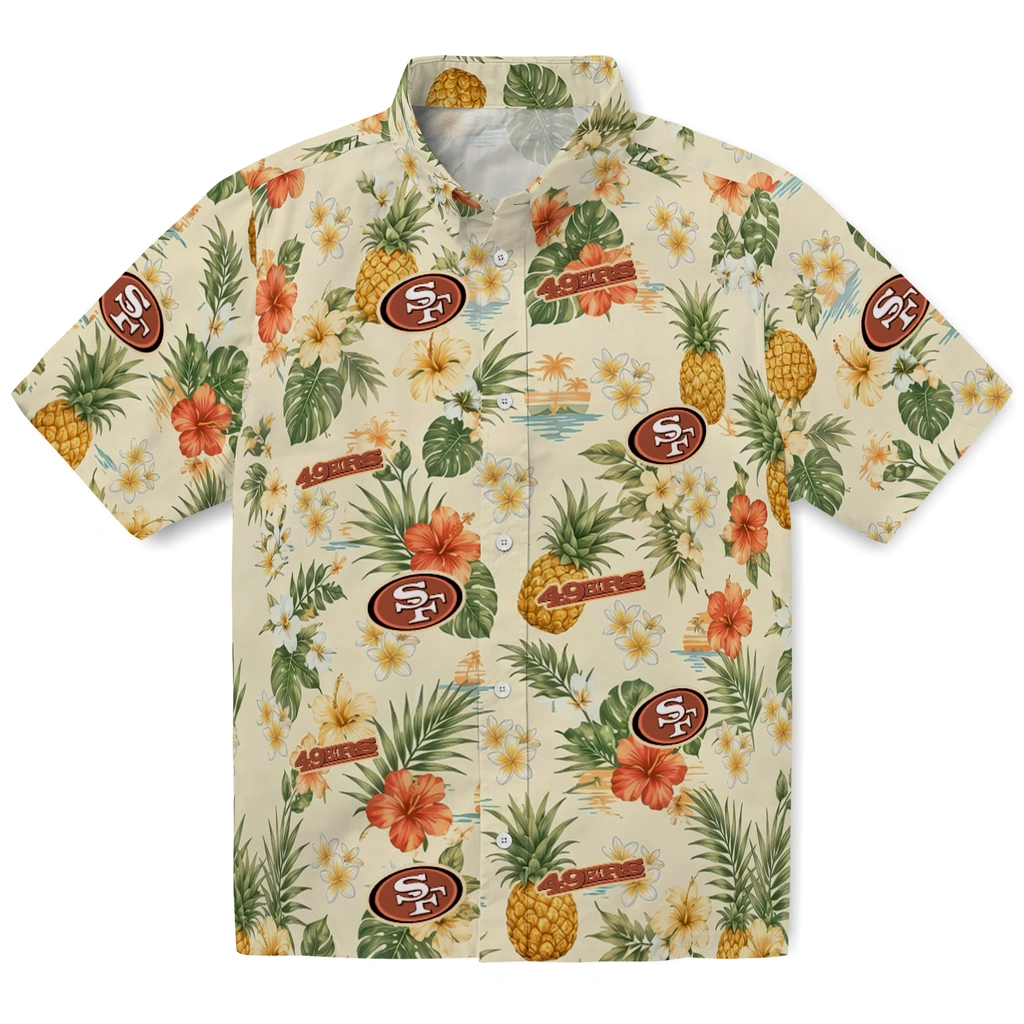 San Francisco 49ers Hawaiian Shirt - Custom Cream