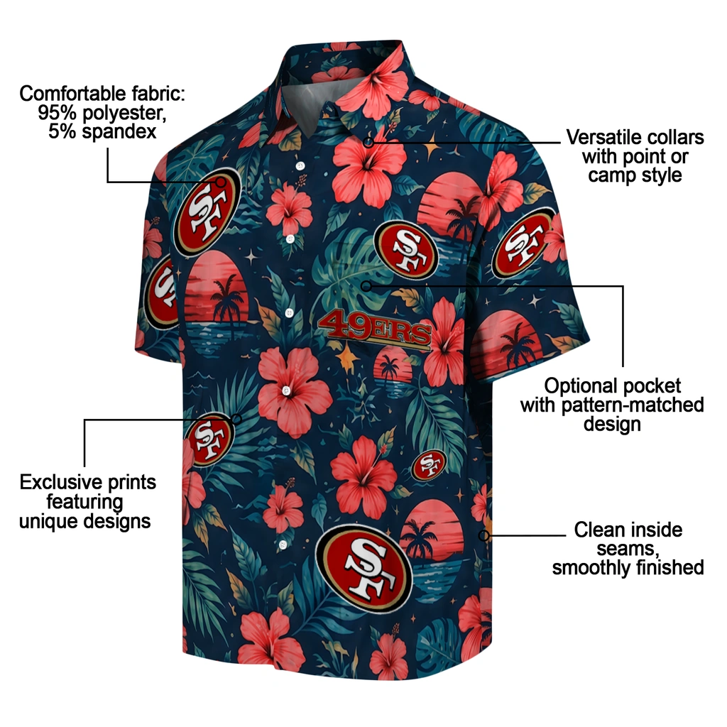 San Francisco 49ers Hawaiian Shirt - Customized Red Blue San Francisco 49ers Hawaiian Shirt - Customized Red Blue