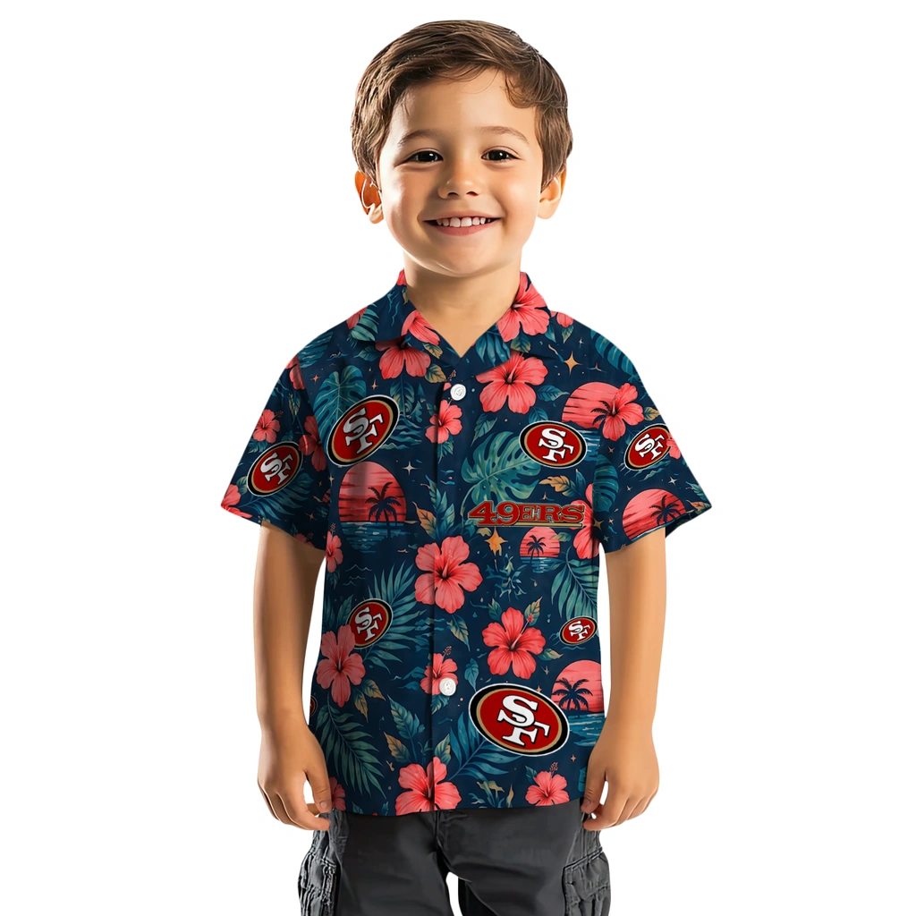 San Francisco 49ers Hawaiian Shirt - Customized Red Blue San Francisco 49ers Hawaiian Shirt - Customized Red Blue