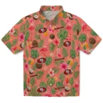San Francisco 49ers Hawaiian Shirt - Personalized Coral Pink 1 San Francisco 49ers Hawaiian Shirt – Personalized Coral Pink