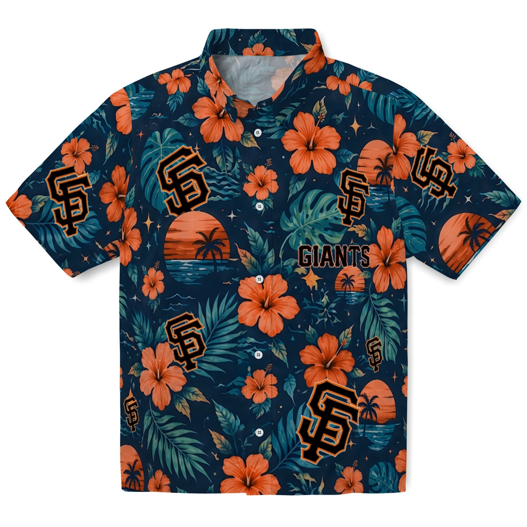 San Francisco Giants Hawaiian Shirt - Custom Orange Blue