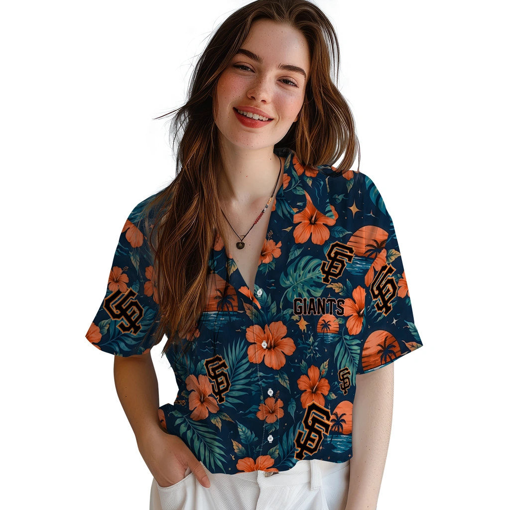 San Francisco Giants Hawaiian Shirt - Custom Orange Blue San Francisco Giants Hawaiian Shirt - Custom Orange Blue