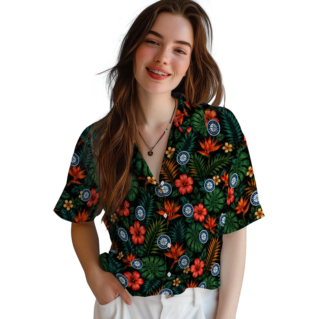 Seattle Mariners Hawaiian Shirt - Customized Dark Green Seattle Mariners Hawaiian Shirt - Customized Dark Green