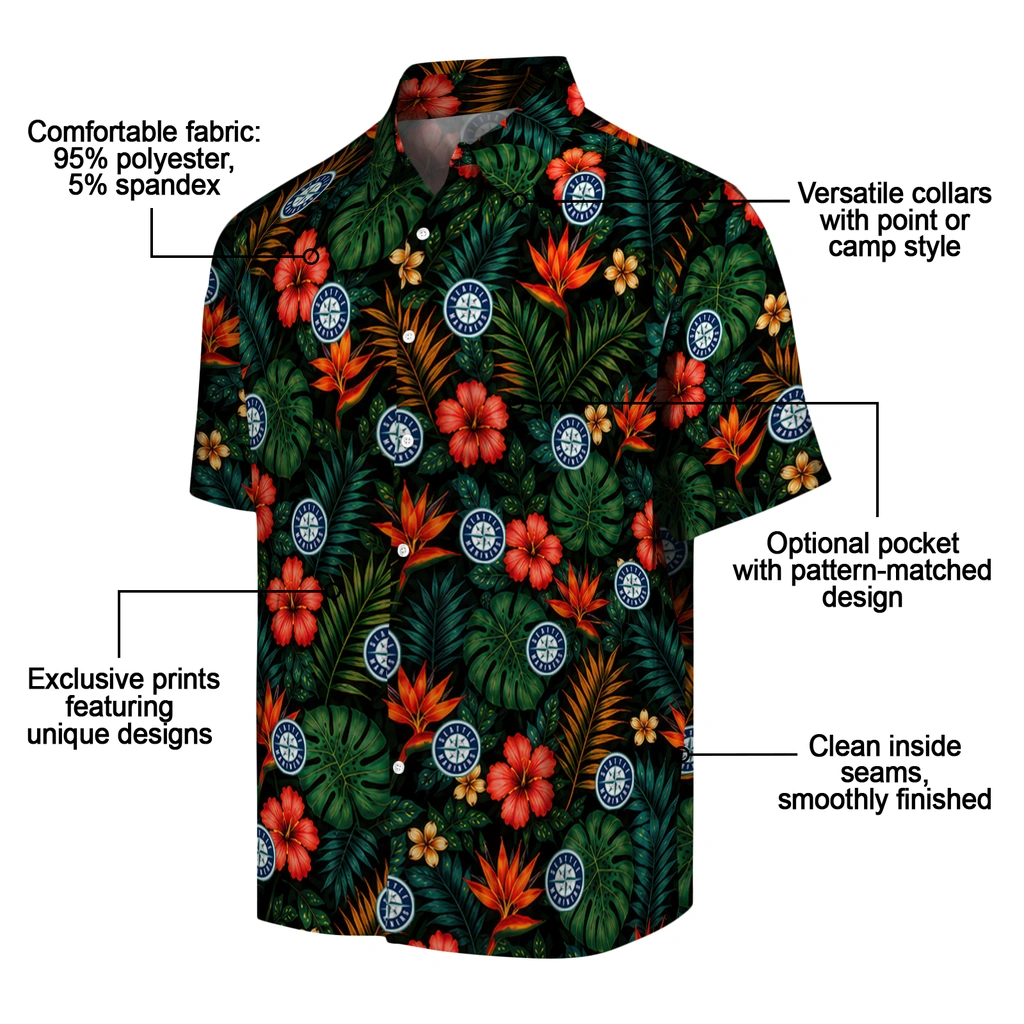 Seattle Mariners Hawaiian Shirt - Customized Dark Green Seattle Mariners Hawaiian Shirt - Customized Dark Green